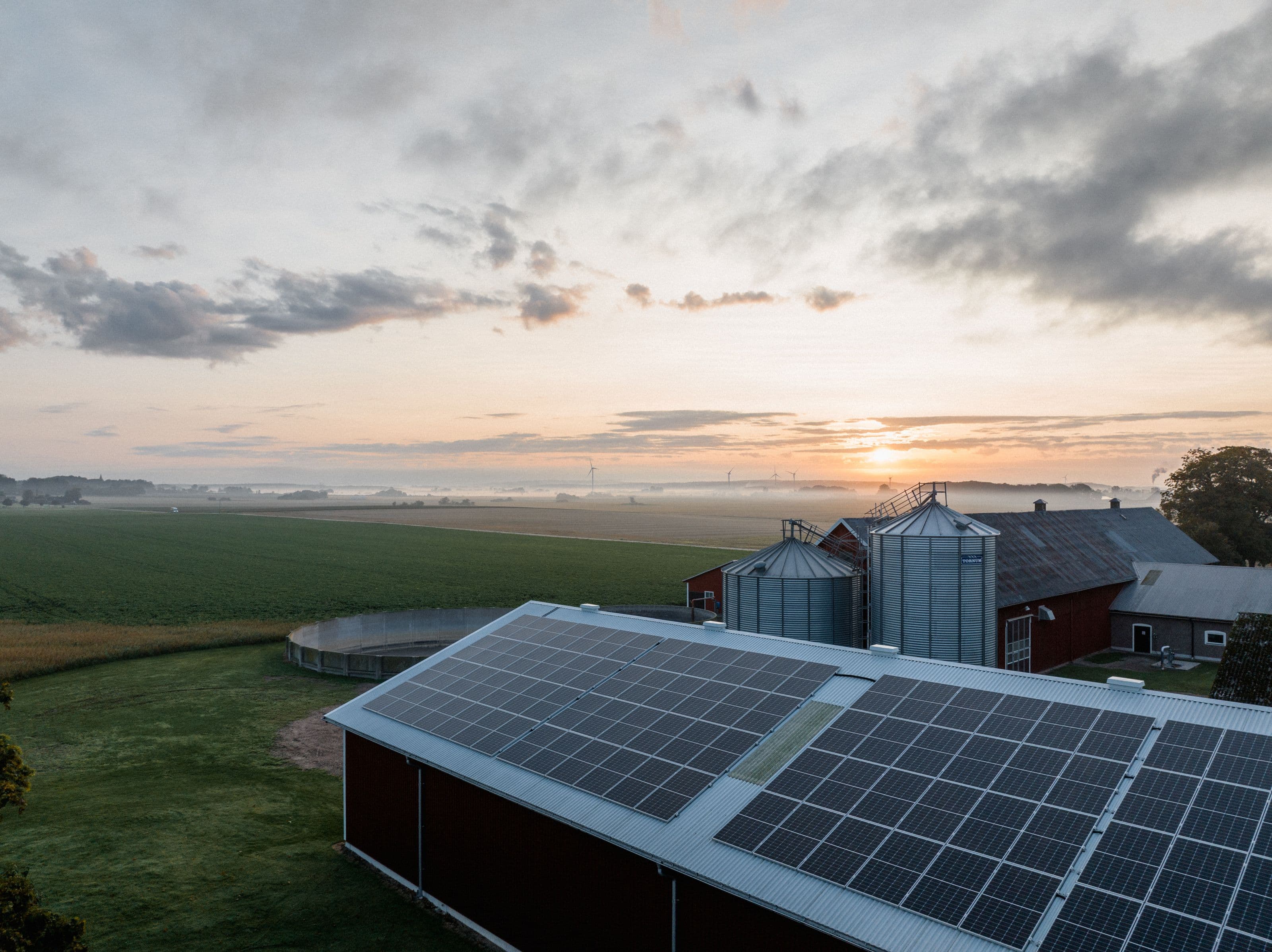 Solceller på ett lantbruk i Skåne